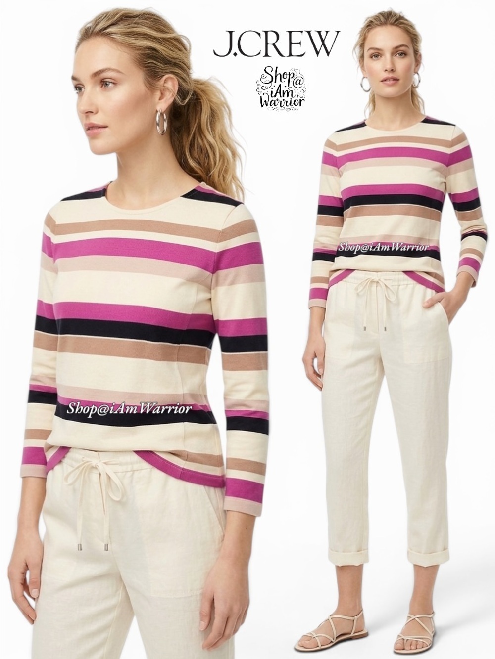 J.Crew colorblock stripe exposed back zip top *shop@iamwarrior